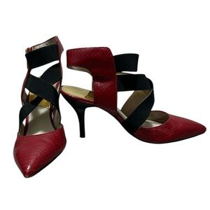 Micheal Kors Meadow Mid Pump Red Leather Size 8